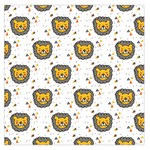 Lion Heads Pattern Design Doodle Square Satin Scarf (36  x 36 ) Front