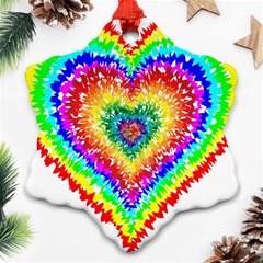 Tie Dye Heart Colorful Prismatic Snowflake Ornament (two Sides) by pakminggu