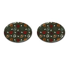 Art Halloween Pattern Creepy Design Digital Papers Cufflinks (oval) by pakminggu