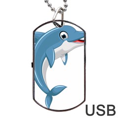 Blue Dolphin Dog Tag Usb Flash (one Side) by pakminggu