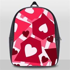 Pink Hearts Pattern Love Shape School Bag (large) by danenraven