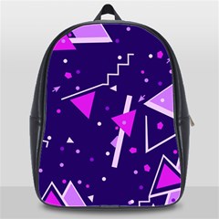 Purple Blue Geometric Pattern School Bag (xl) by danenraven