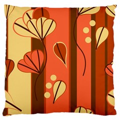 Amber Yellow Stripes Leaves Floral Standard Premium Plush Fleece Cushion Case (two Sides) by danenraven