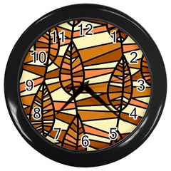 Autumn Leaf Mosaic Seamless Wall Clock (black) by danenraven