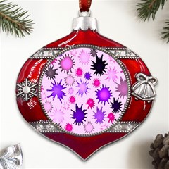 Inks Drops Black Paint Design Metal Snowflake And Bell Red Ornament by danenraven