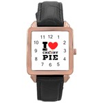 I love cherry pie Rose Gold Leather Watch  Front