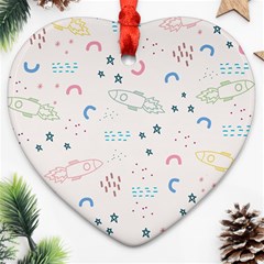 Spaceship Pattern Star Ornament (heart) by danenraven