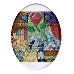 Beauty Stained Glass Oval Glass Fridge Magnet (4 Pack)