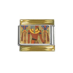 Egyptian Tutunkhamun Pharaoh Design Gold Trim Italian Charm (9mm) by Mog4mog4