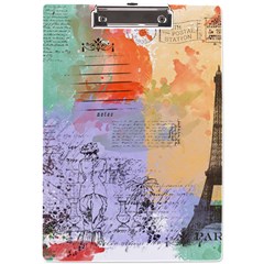 Scrapbook Paris Vintage France A4 Acrylic Clipboard by Mog4mog4