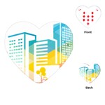 Silhouette Cityscape Building Icon Color City Playing Cards Single Design (Heart) Front