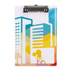 Silhouette Cityscape Building Icon Color City A5 Acrylic Clipboard by Mog4mog4