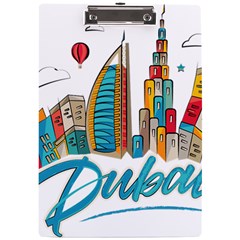 Burj Khalifa Skyline Clip Art Drawing Comic World A4 Acrylic Clipboard by Mog4mog4