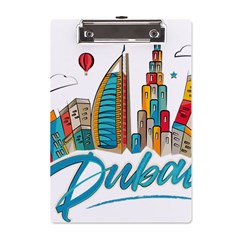 Burj Khalifa Skyline Clip Art Drawing Comic World A5 Acrylic Clipboard by Mog4mog4