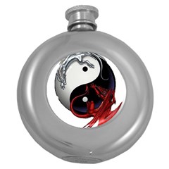 Yin And Yang Chinese Dragon Round Hip Flask (5 Oz) by Mog4mog4