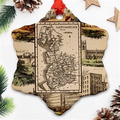 Antique Map Railway Lines Railway Train Char Snowflake Ornament (two Sides) by Mog4mog4