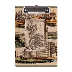 Antique Map Railway Lines Railway Train Char A5 Acrylic Clipboard by Mog4mog4