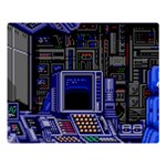 Blue Computer Monitor With Chair Game Digital Wallpaper, Digital Art Premium Plush Fleece Blanket (Large) 80 x60  Blanket Front