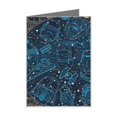 Position Of The Constellations Illustration Star Blue Mini Greeting Card by Bakwanart