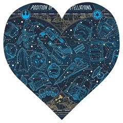 Position Of The Constellations Illustration Star Blue Wooden Puzzle Heart by Bakwanart