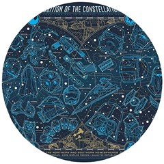 Position Of The Constellations Illustration Star Blue Wooden Puzzle Round by Bakwanart