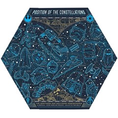 Position Of The Constellations Illustration Star Blue Wooden Puzzle Hexagon by Bakwanart