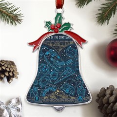 Position Of The Constellations Illustration Star Blue Metal Holly Leaf Bell Ornament by Bakwanart