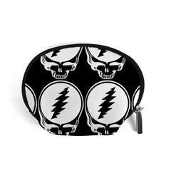 Black And White Deadhead Grateful Dead Steal Your Face Pattern Accessory Pouch (small) by 99art