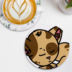 Cat-cartoon-pet-kitten-character Uv Print Round Tile Coaster by 99art