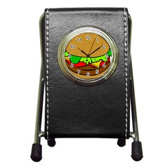 Hamburger-cheeseburger-fast-food Pen Holder Desk Clock by 99art