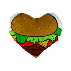 Hamburger-cheeseburger-fast-food Standard 16  Premium Heart Shape Cushions by 99art