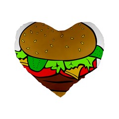 Hamburger-cheeseburger-fast-food Standard 16  Premium Flano Heart Shape Cushions by 99art