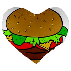 Hamburger-cheeseburger-fast-food Large 19  Premium Flano Heart Shape Cushions by 99art