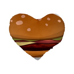 Hamburger-cheeseburger-burger-lunch Standard 16  Premium Heart Shape Cushions by 99art