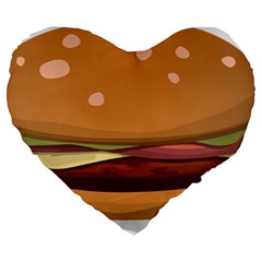 Hamburger-cheeseburger-burger-lunch Large 19  Premium Heart Shape Cushions by 99art