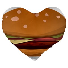 Hamburger-cheeseburger-burger-lunch Large 19  Premium Flano Heart Shape Cushions by 99art