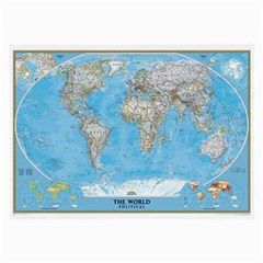 Blue White And Green World Map National Geographic Large Glasses Cloth by B30l