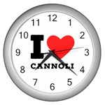 I love cannoli  Wall Clock (Silver) Front