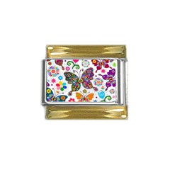 Butterflies Abstract Colorful Floral Flowers Vector Gold Trim Italian Charm (9mm) by B30l