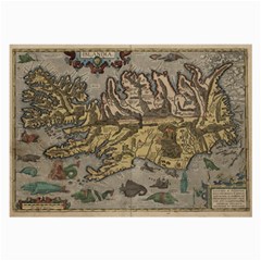 Iceland Cartography Map Renaissance Large Glasses Cloth by B30l