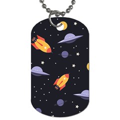 Cosmos Rockets Spaceships Ufos Dog Tag (one Side) by Cowasu