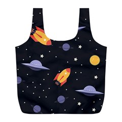 Cosmos Rockets Spaceships Ufos Full Print Recycle Bag (l) by Cowasu