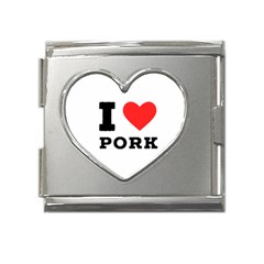 I Love Pork  Mega Link Heart Italian Charm (18mm) by ilovewhateva