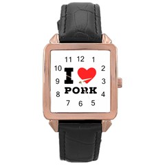 I Love Pork  Rose Gold Leather Watch  by ilovewhateva