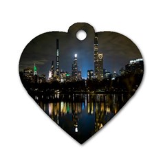 New York Night Central Park Skyscrapers Skyline Dog Tag Heart (two Sides) by Cowasu