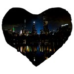 New York Night Central Park Skyscrapers Skyline Large 19  Premium Heart Shape Cushions Back