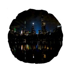 New York Night Central Park Skyscrapers Skyline Standard 15  Premium Flano Round Cushions by Cowasu