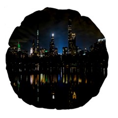 New York Night Central Park Skyscrapers Skyline Large 18  Premium Flano Round Cushions by Cowasu