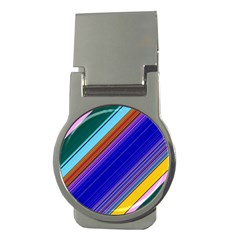 Color Lines Slanting Green Blue Money Clips (round)  by Bangk1t