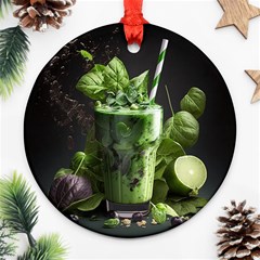 Drink Spinach Smooth Apple Ginger Ornament (round) by Ndabl3x